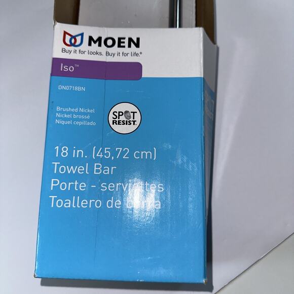 Moen ISO 18-Inch Towel Bar in Spot Resist Brushed Nickel DN0718BN New in Box! - Picture 2 of 6